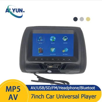 Monitor Universal para reposacabezas de coche, pantalla LCD de 7 pulgadas, almohada para asiento trasero para reproductor de DVD MP4 MP5, compatible con AV/USB/SD/FM/auriculares/Bluetooth 1