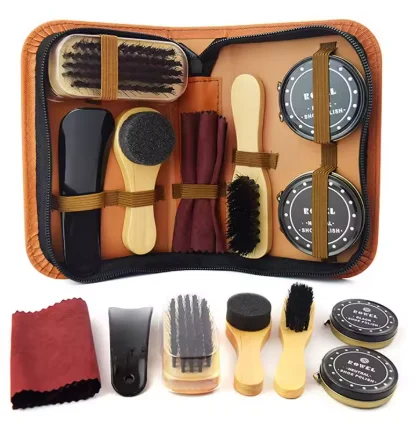 مجموعة العناية بالأحذية الاحترافية المحمولة للأحذي...