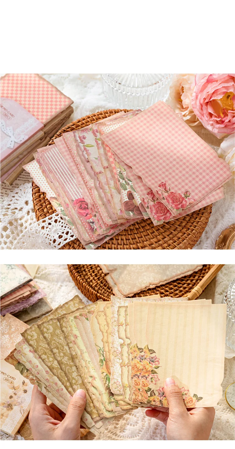 30-Blatt-Papierset aus Vintage-Mischmaterial mit gemischtem Muster, mit Aquarell im Retro-Stil – wie Farbverlaufsmustern – Detail 22