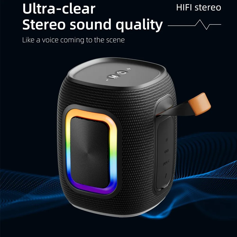 

SODLK T26 Wireless Portable Speaker 15W Powerful Bass Stereo Sound with RGB Light IPX67 Waterproof TWS Mini HIFI Party Soundbox