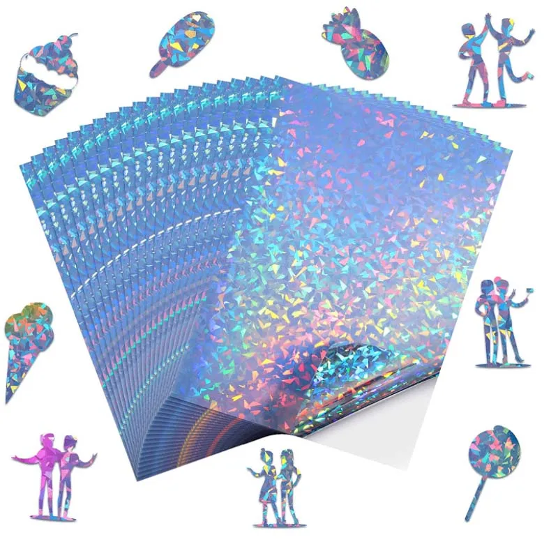 

20 Sheets A4 Size Holographic Printable Vinyl Sticker Paper Rainbow Printable Water Proof Paper For Inkjet And Laser Printers