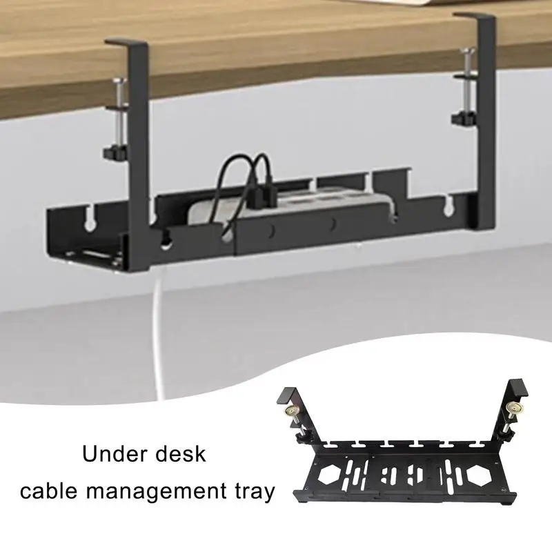Pod tacą na kabel biurkowy wysuwana pod tacą na przewód biurkowy bez stojaka do zarządzania drutem wiertniczym solidna Organizer do kabli komputerowa