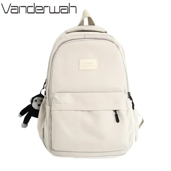 Zaino in tinta unita Borsa per libri universitari multitasche da donna Zaini per laptop casual Zaino da uomo per borse da scuola per adolescenti per ragazze 1