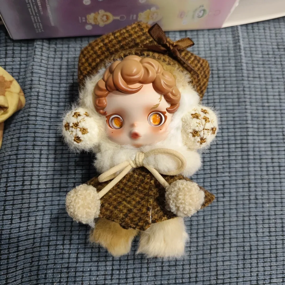 For Skullpanda For Labubu Classic Grid Style Dress Cloak Set Beret