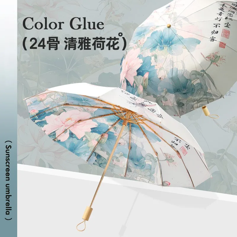 Sun Protection UV 3 Folding Sunshade Umbrella Sunny and Rainy Large Umbrellas Retro Double Layer Umbrella Women Windproof folding umbrella mini sun umbrella wind resistant umbrella sun umbrella automatic sun umbrella windproof umbrella