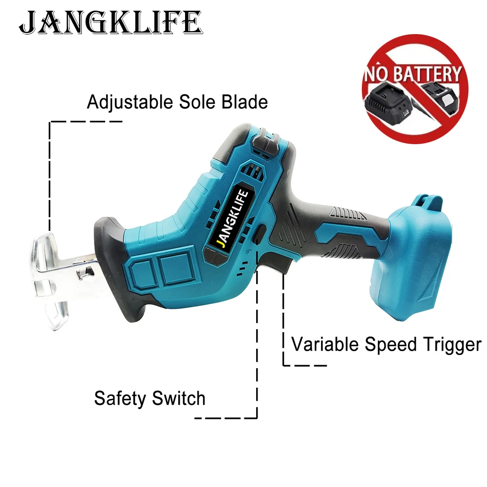 Cordless Reciprocating Saw 18V Adjustable Speed Electric Saw Wood Metal Pipe Cutting fit Makita 18v Battery (without Battery) 3