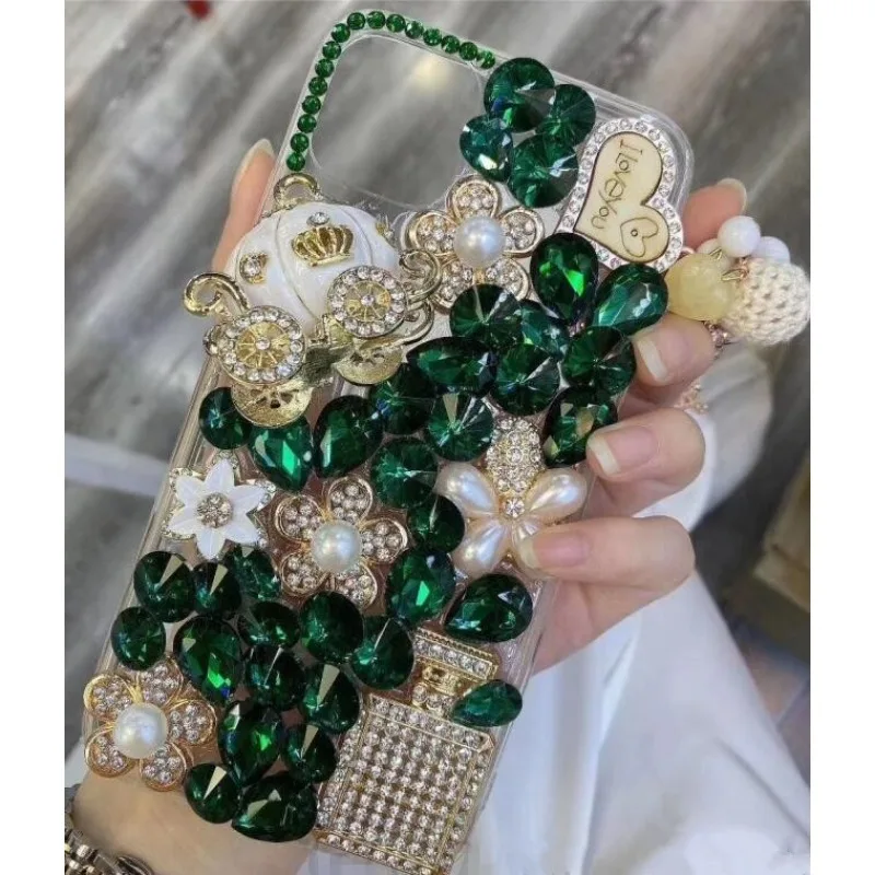 Rhinestone Love Diamond Case – For iPhone 7–17 Pro Max & Air Series