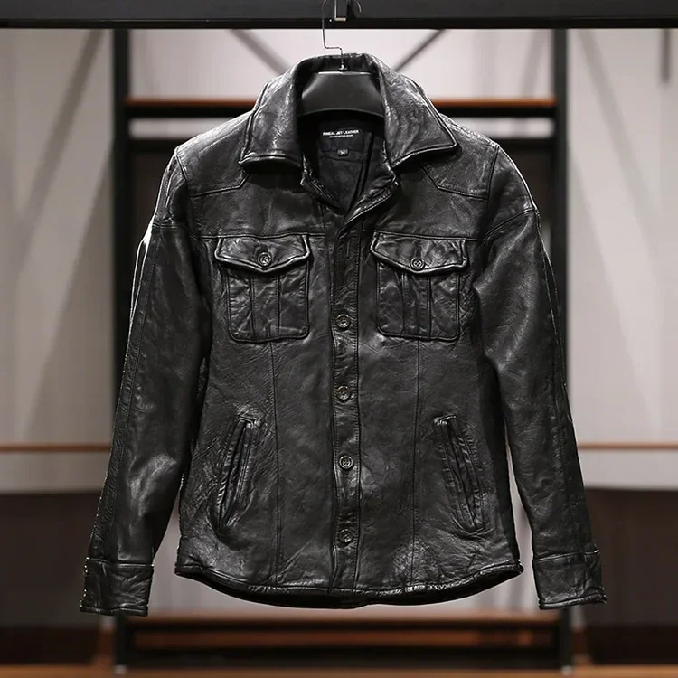 

Sheepskin jacket Men's sheepskin genuine leather jacket Men's clothing Man jacket Leather coat male genuine leather luxury
