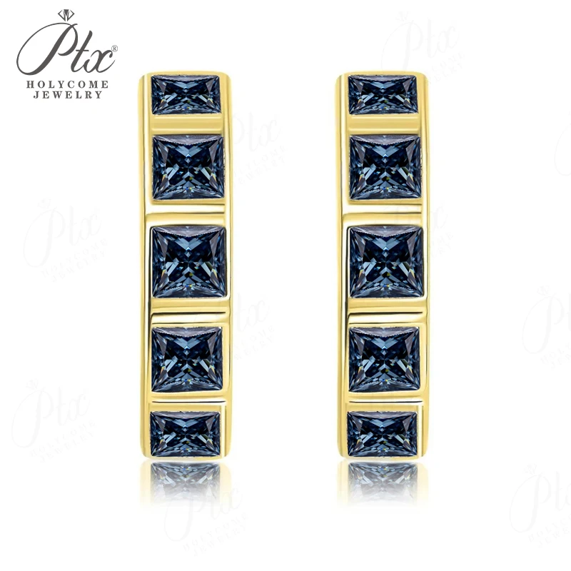 1,5 CT Creolen Princess Cut Mehrfarbige Moissanit Ohrringe 925er Silber vergoldet Weiß Gelb Roségold Ohrstecker Damen Herren Mode – Detail 10