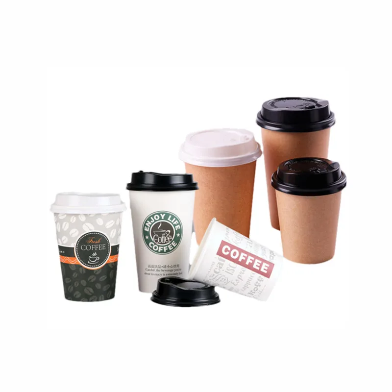 Custom  wholesale Paper Coffee Cups Custom Logo Printed Takeaway Coffee Cups Disposable Paper Cups for drinks