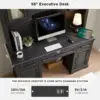 JXQTLINGMU Farmhouse 76" Height Computer Office Desk with Hutch Charging Station Drawers Storage Cabinet Workstation Home 3
