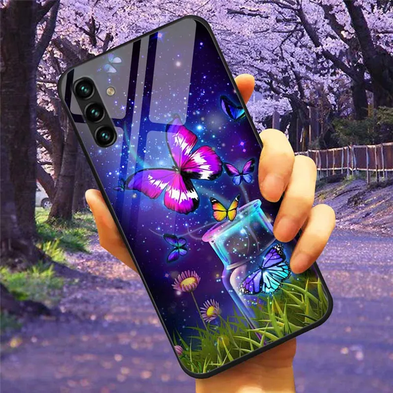 Tempered Glass Hard Cover Case for Samsung Galaxy - Space Design