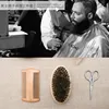 Men's Shaving Brush Set Boar Bristle Portable Barber Natural Beard Brush Comb Scissors for Facial Cleaning Styling Tool 2