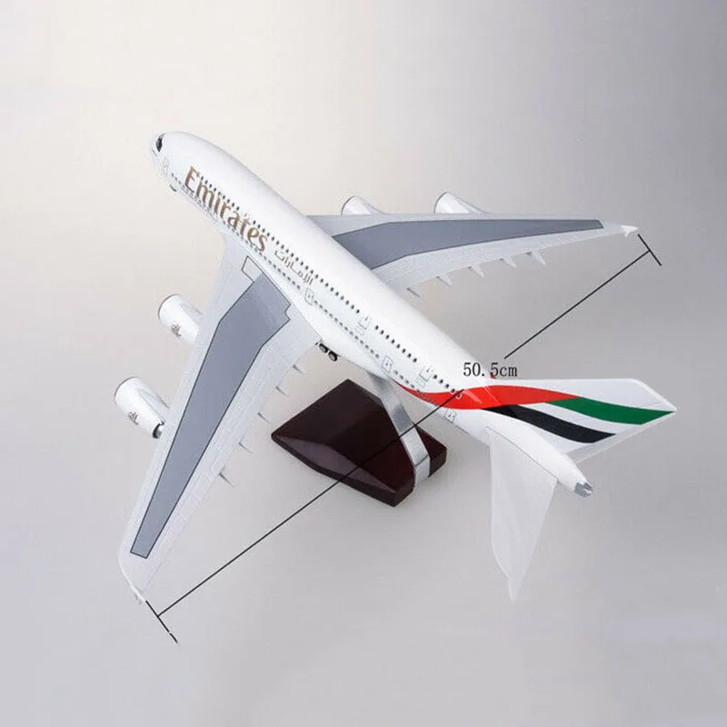 1/160 Emirates A380 Airplane Model LED Light Simulation Passenger