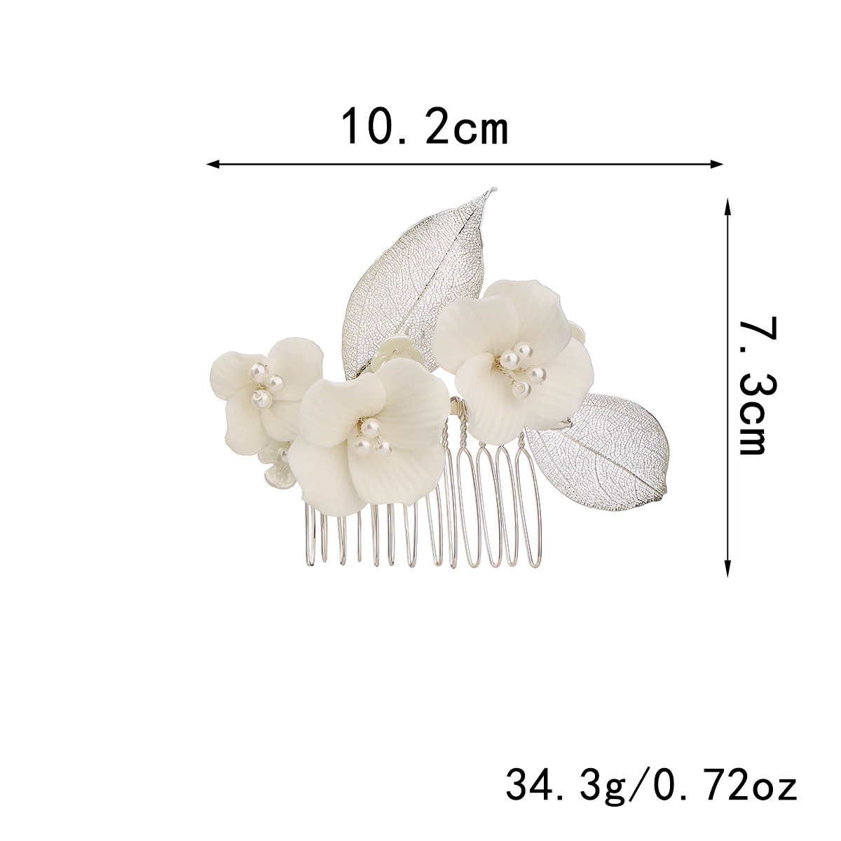 Porcelain Flower Bridal Hair Ornaments Silver Leaf Bridal Tiara Pearl Hair Ornaments For Ladies and Girls