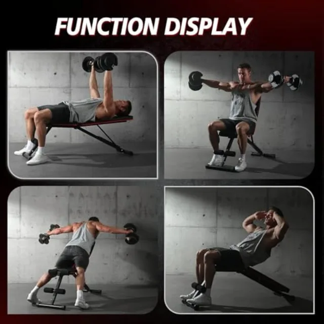 Adjustable Weight Bench Press for Full Body Strength Training Gym Exercise Bench in Black with Incline Decline Function