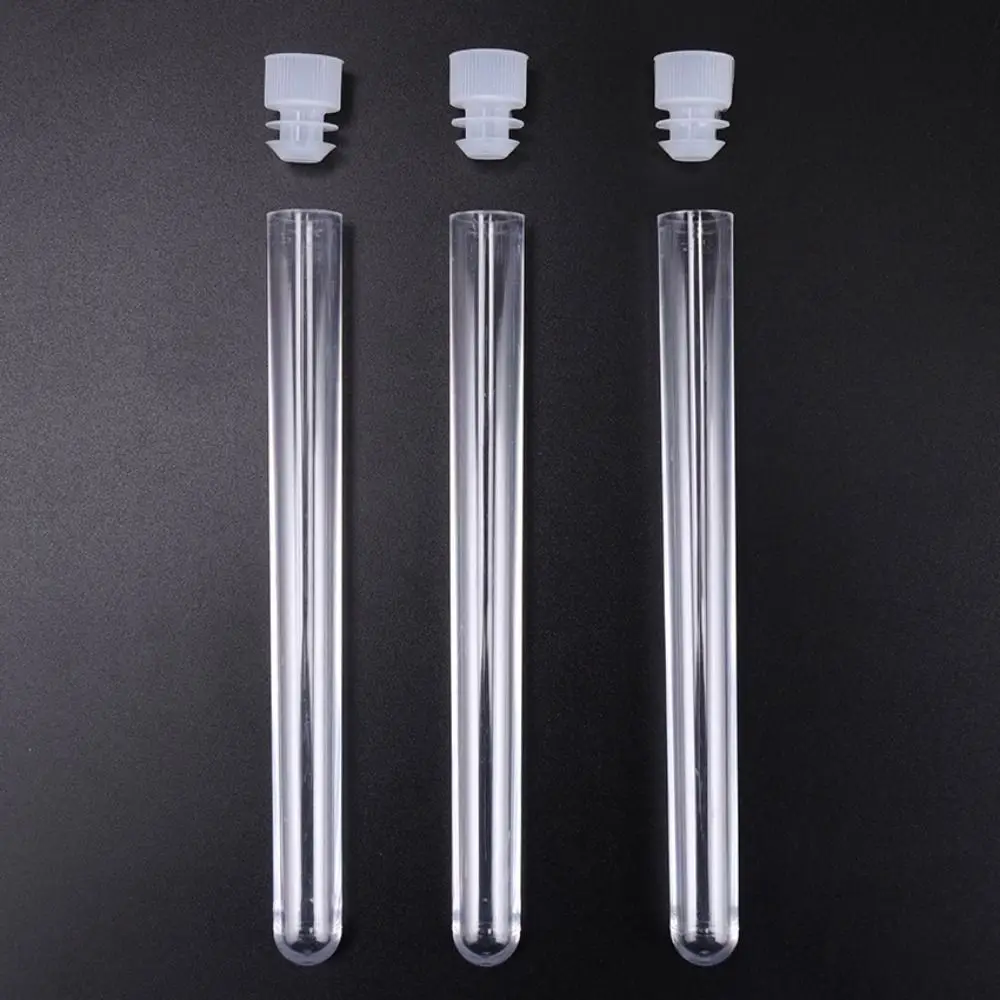 Plastic Test Tubes 10PCS Powder Craft Plastic Bottle with Cap Pill Liquid Capsule Storage Vials Sample Container 15x150mm Translucent Test Tubes