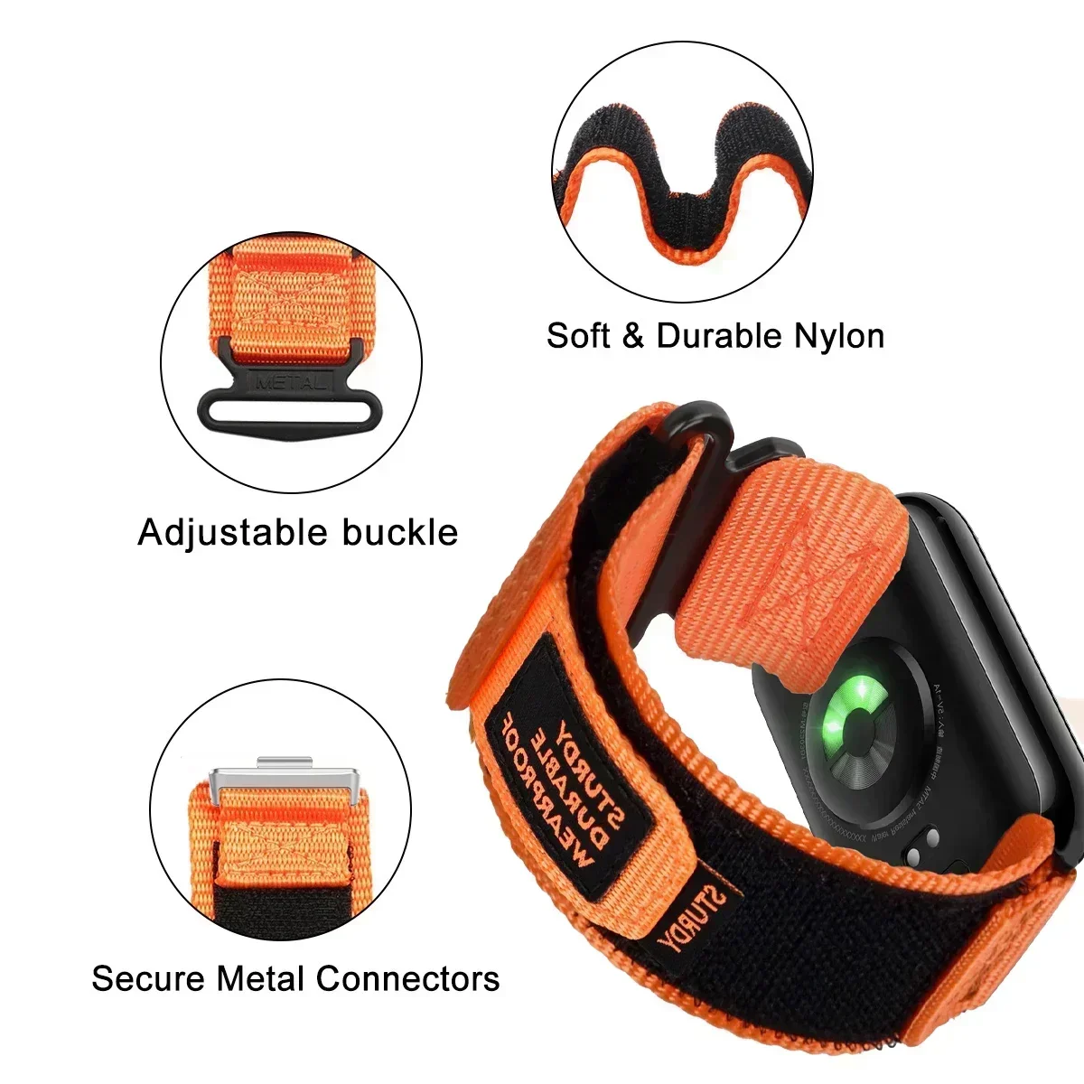 Enhanced Nylon Loop Sports Bracelet for Smartwatches - Adjustable and Replaceable Wristband
