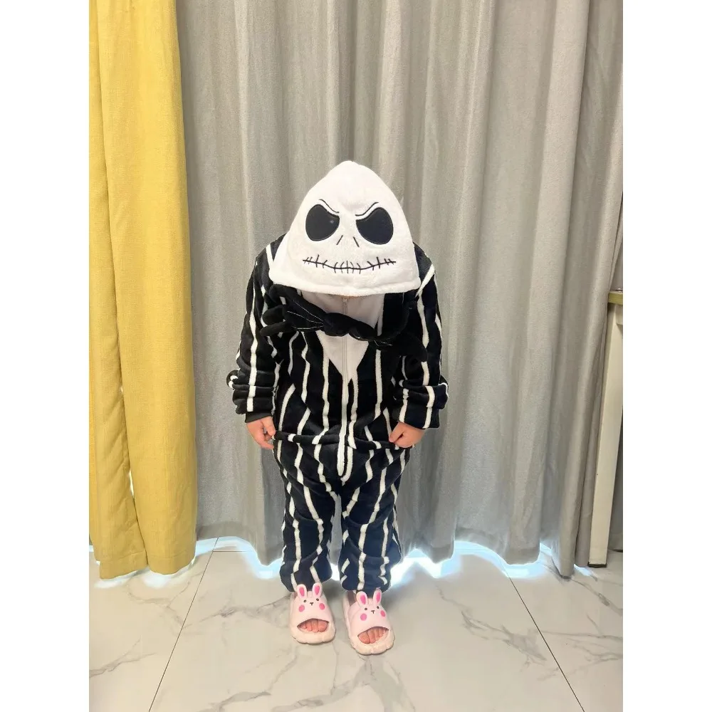 Children Zipper Kigurumi Onesies Pajama Boy Girl Sleepwear Halloween Jumpsuit Animal Skeleton Cosplay Onesies Pajamas