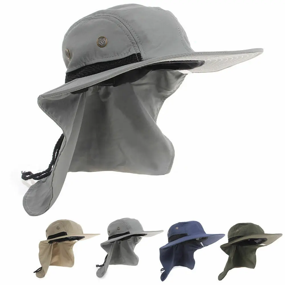 Outdoor Unisex Sun Protect Caps Bucket Hat Solid Casual Brim Sun Block Quick Drying Fishing Climbing Hat UV Protection Face Neck sun hat fisherman hat sun protection hat
