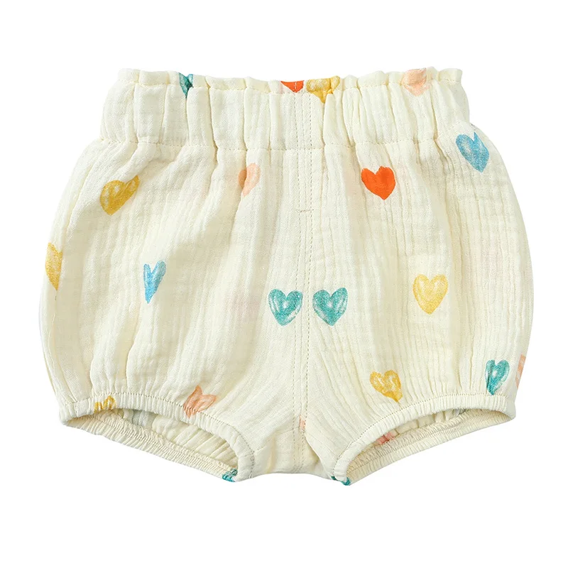 Summer Baby Shorts Love Bear Grid Print Cotton Toddler Baby Girl Boy Pants Bloomers