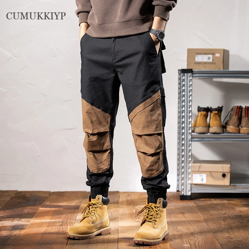 

Men's American Workwear Gray Cargo Pants with Tapered Legs and Stretch Fabric Perfect for Casual Wear Outdoor Activities Autumn