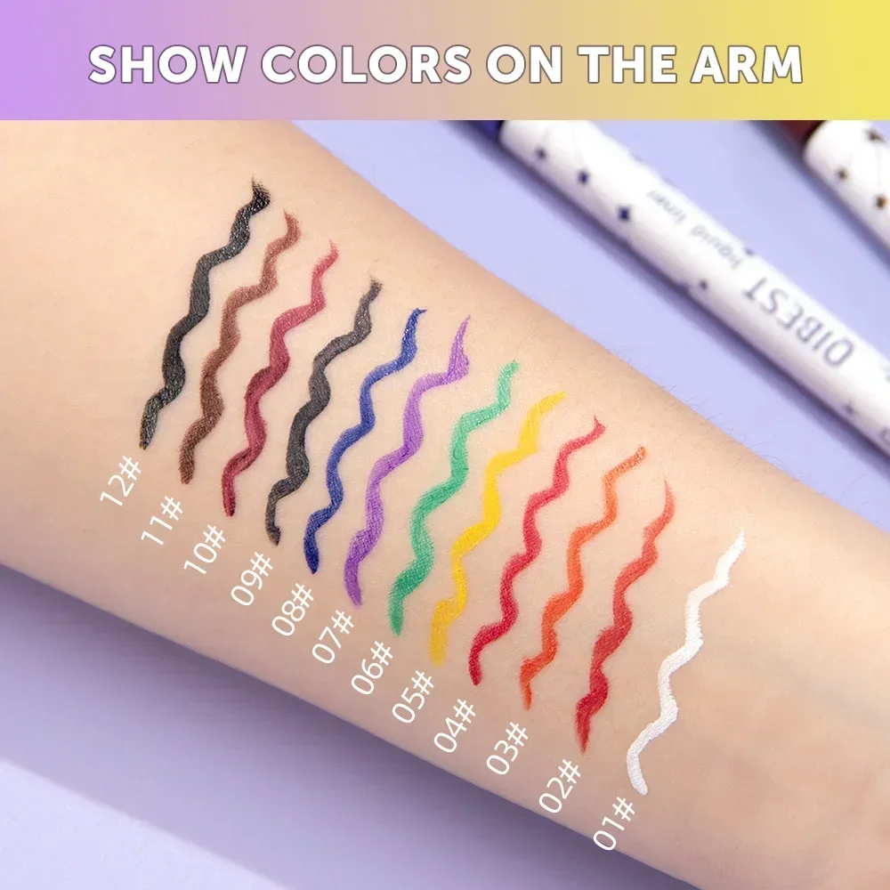 12 Colours Eyeliner Liquid Waterproof Matte Long Lasting Green Yellow Purple Blue White Eye Liner liquid eyeliner