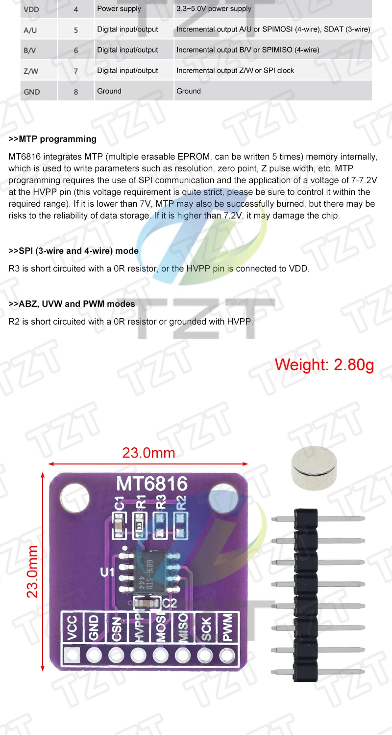 1/3PCS MT6816 High-speed Und Hochpräzise Magnetische Encoder Magnetische Induktion Winkel Messung Sensor Modul – Detail 3