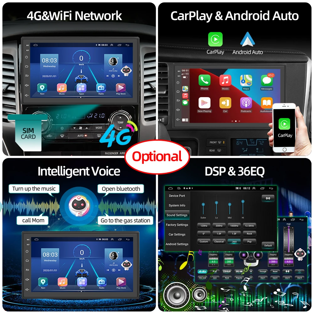 AMPrime AI Android 10.0 Car Radio 8 Core 128GB Car Video Multimedia Player For Nissan Hyundai Kia Toyota 2din FM Radio Receiver