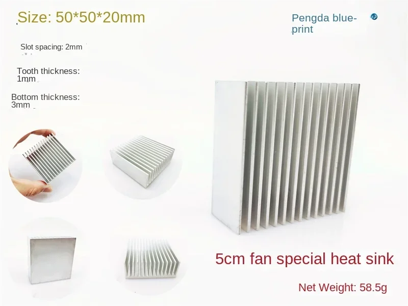 HIGH-QUALITY HEAT SINK 50*50*20MM ALUMINUM PROFILE HIGH-POWER ELECTRONIC RADIATOR HEAT CONDUCTIVE BLOCK 5CM FAN SPECIAL high quality 3d printer heater block v6 nozzle v6 crazy bimetal heat break for 3d printer for j head hotend