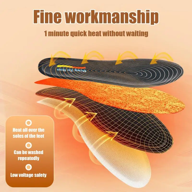 Foot Warmer Insoles USB Heated Shoe Inserts For Winter Shoe Inner Soles With Uniform Heat Distribution For Running Walking