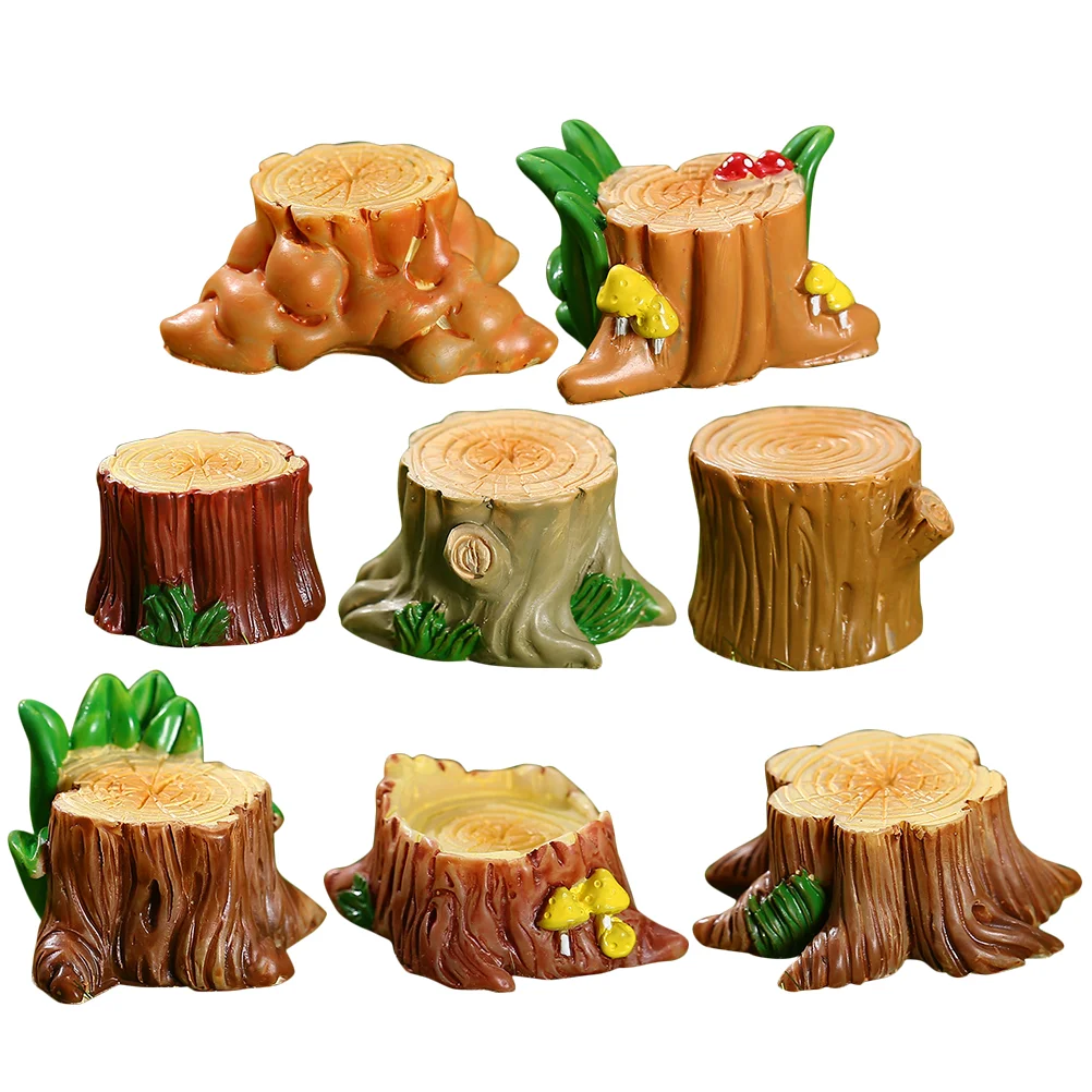 

8 Pcs Micro Landscape Small Tree Stump Garden Decor Fairy Stuff for Bedroom Home Ornament Women Accessories Bonsai