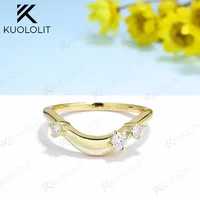 Kuololit 0.22CTW Round Cut Moissanite Rings for Women Men Solid 18K 14K 10K 925 Sliver White Gold Wedding Band for Anniversary