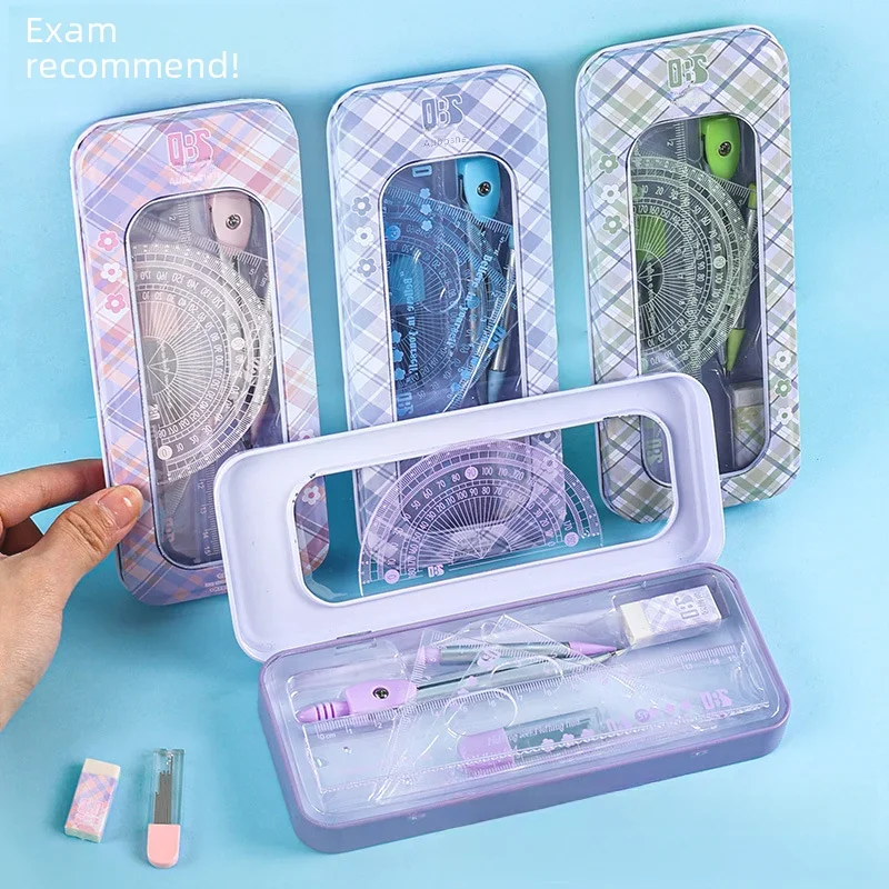 8-piece Soft Round Regulation Ruler Set Primary School Students Gift Study Exam Supplies Non-electric Manual Ruler