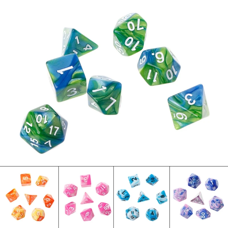 

7pcs/Set Acrylic Polyhedral For TRPG Board Game D4-D20
