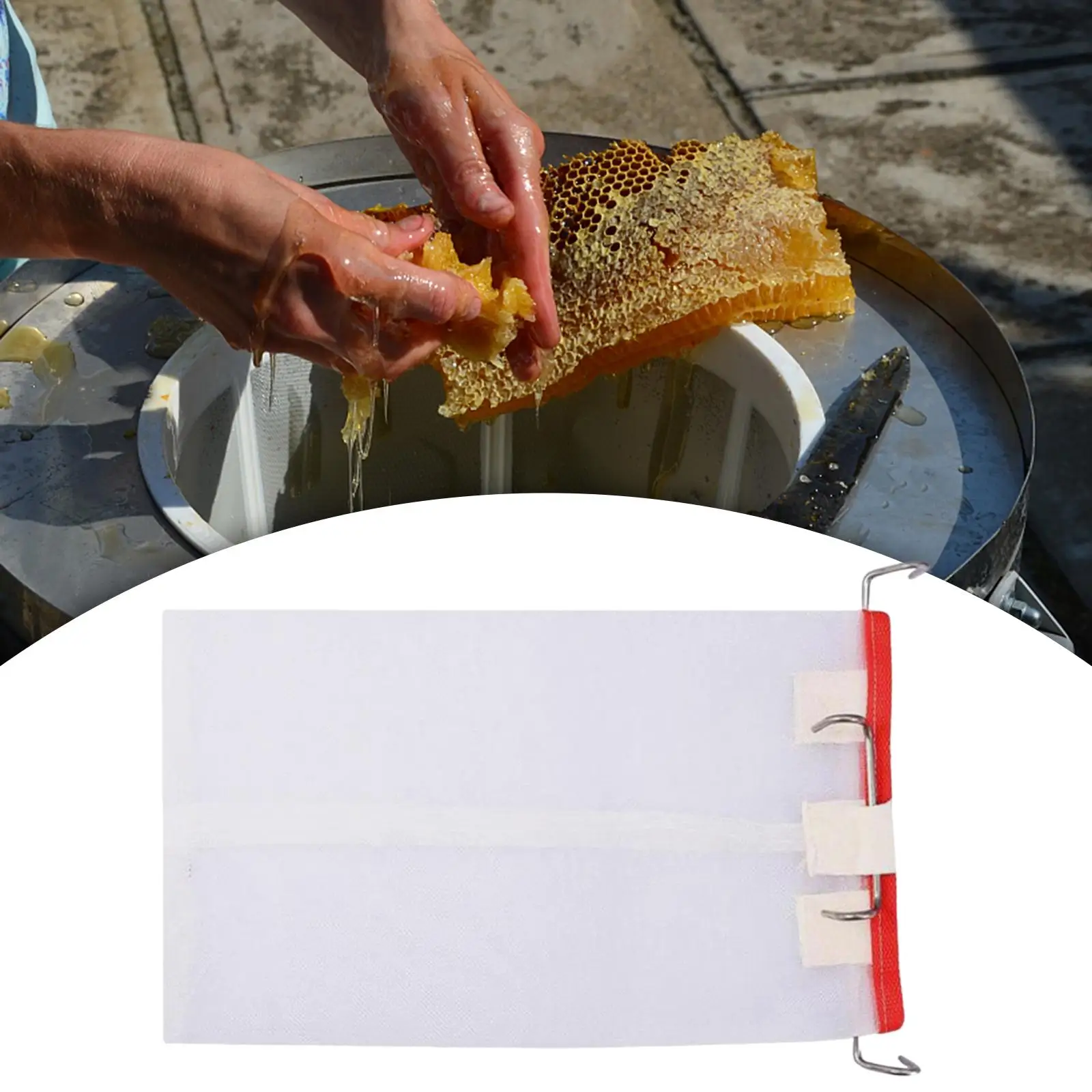 Portable Bee Honey Filter Bag Bee Filter Extractor with Hooks for Beekeeping Portable Bee Honey Filter Bag Bee Filter Extractor with Hooks for Beekeeping