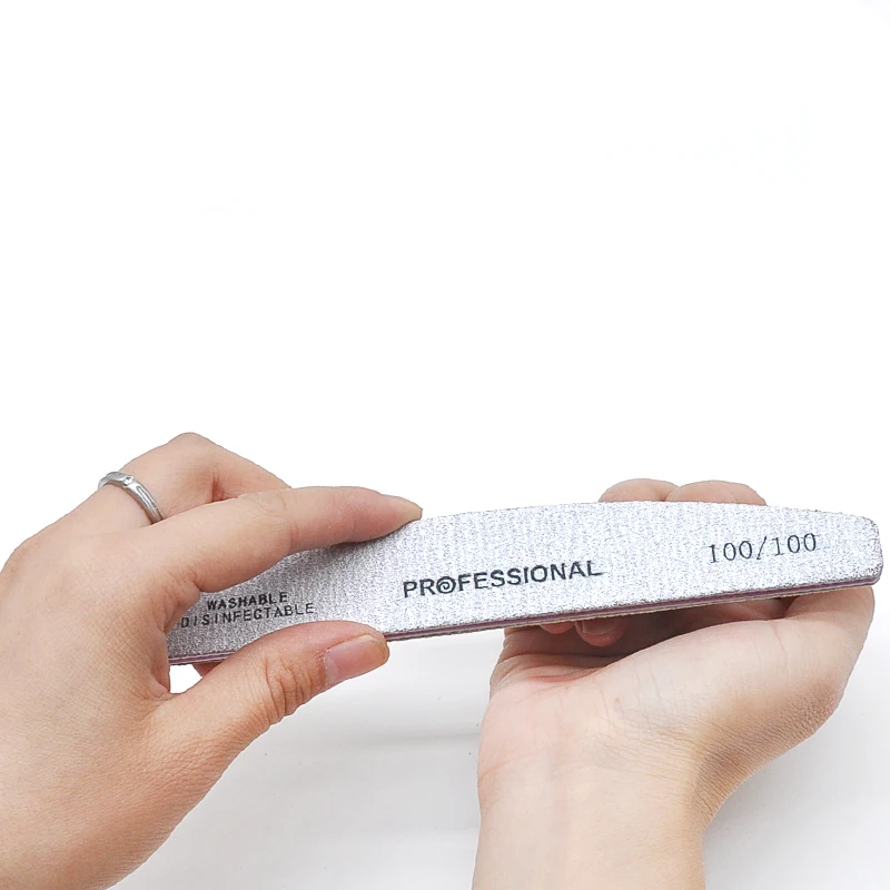 25/50 Pcs Grey Sandpaper Nail File 80 100 180 Grit Buffering Half Moon Pedicure Block Polishing Manicure Tools Nails Accessoires