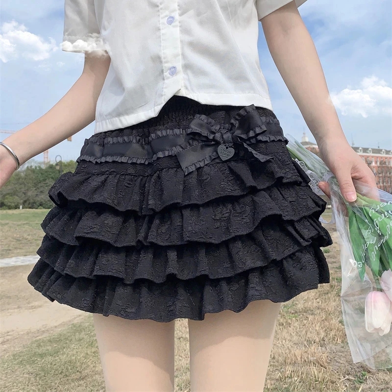 Japanese Style Kawaii Lolita Mini Skirt Women Gothic High Waist Ruffle Tiered Skirts Sweet Girly Summer Harajuku Y2k Short Skirt - Image 4
