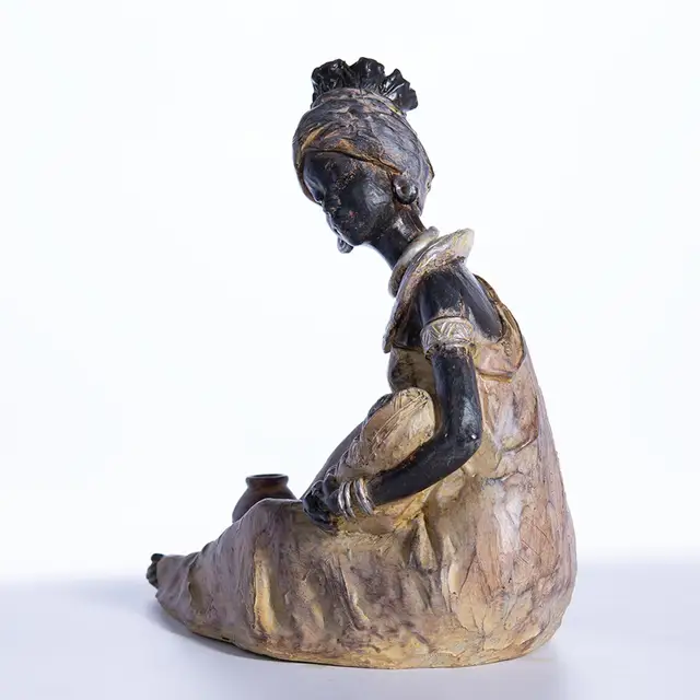 Novelty african womens art sculpture craft desktop bookshelf statue living room decor figurines