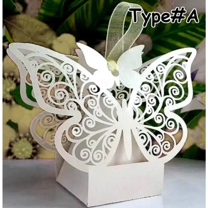 10pcs Hollow Butterfly Gift Box Creative Laser Cut Wedding Candy Box Cookie Box Packaging