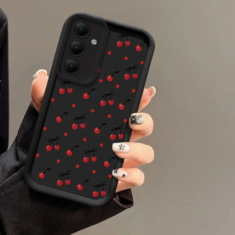 Elegant Beauty Bow Knot Cherry Phone Case - Shockproof Silicone Soft Cover