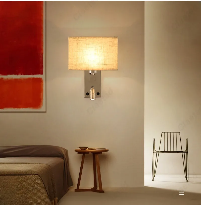 Description Picture 2 of itemLED Fabric Lampshade E27 with Switch Wall Light Adjustable Angle Spotlight Hotel Room Indoor Bedroom Bedside Reading Light