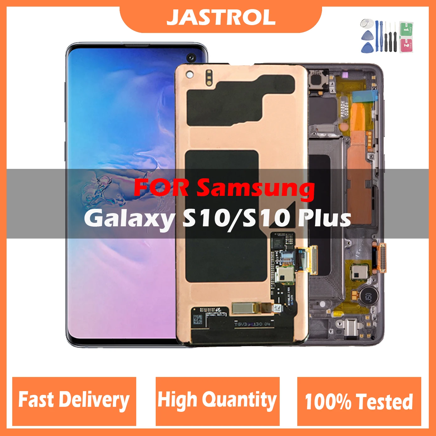 Display Lcd Amoled Con Cornice Per Samsung Galaxy Lcd S10 Plus S10 + Touch Screen Digitizer Assembly Parti Di Riparazione