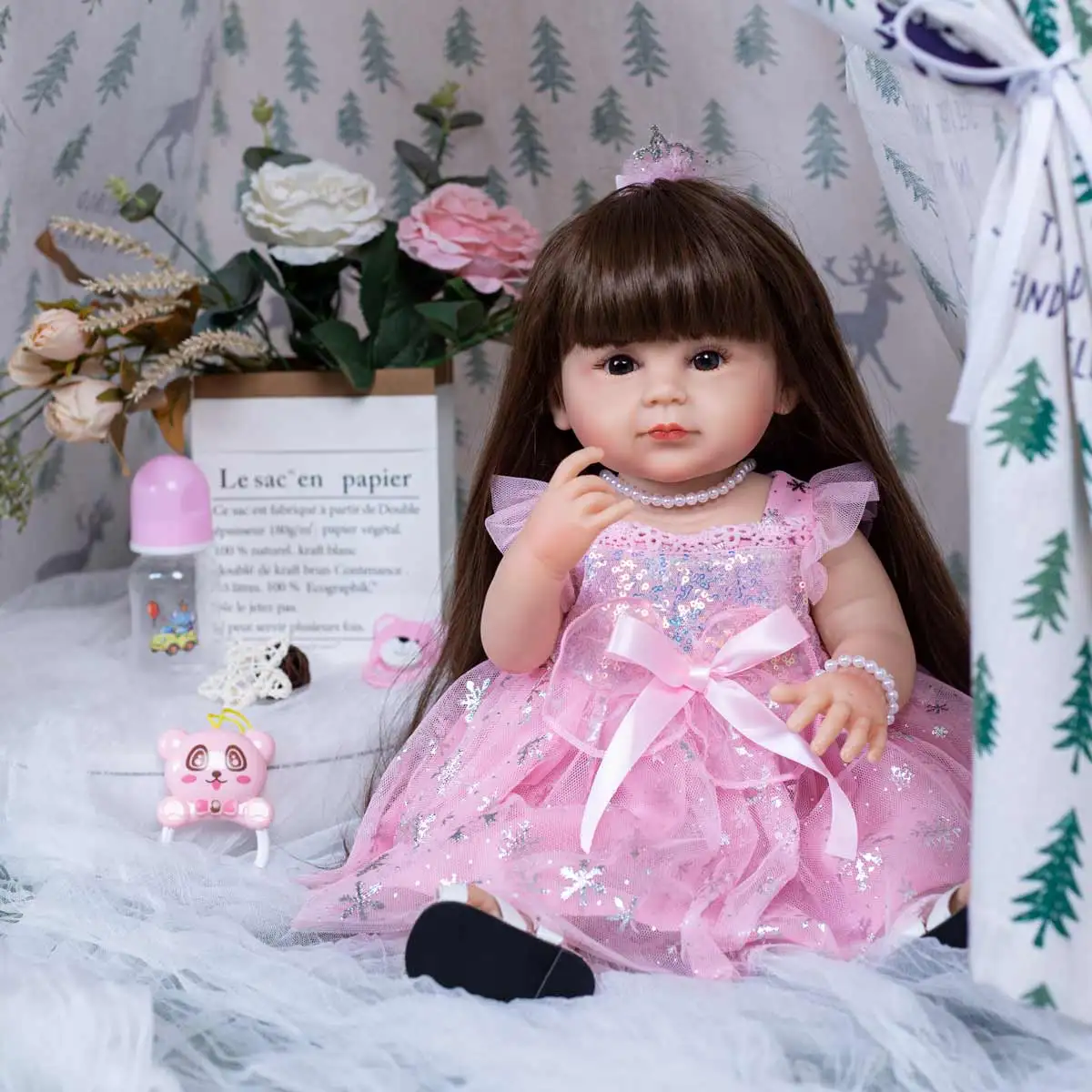 Boneca baby reborn de 40cm, boneca realista de corpo macio com nome de  alice, girl - AliExpress