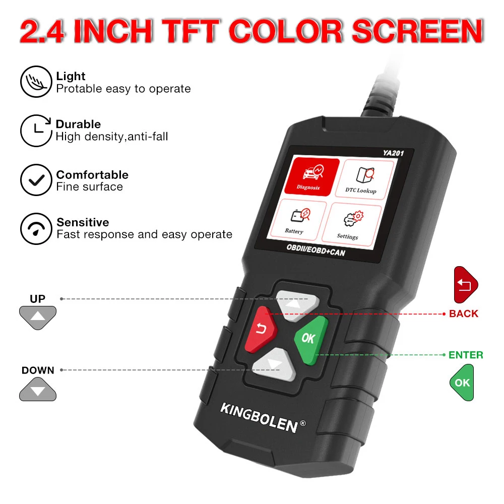 KINGBOLEN YA201 Professional Auto Scanner for Engine Check OBD2 EOBD Code  Reader Car Diagnostic Tool PK CR3001 ELM327 - AliExpress