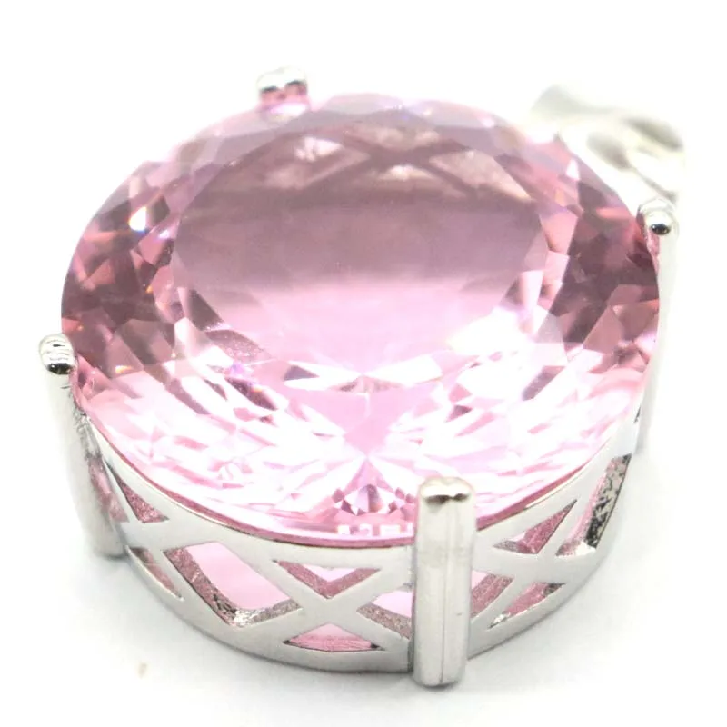 Pendant Earrings 35x20mm Big European Design Round 16g 20mm Pink Kunzite CZ Women Dating Silver