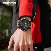 SANDA luxe G Style montre électronique pour hommes Sports de plein air LED analogique numérique chronographe militaire double affichage 50M étanche 6