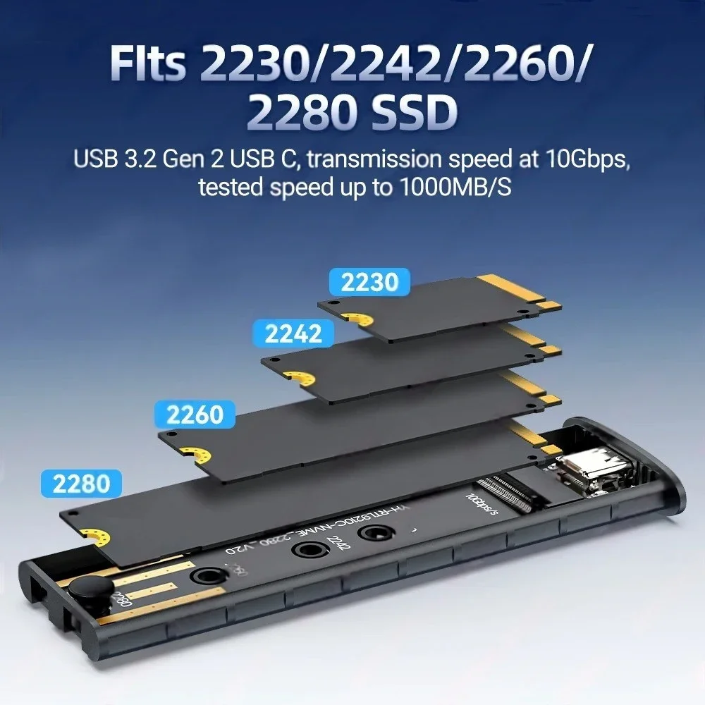 M.2 Enclosure External SSD Case Type C USB 3.1 Hard Drive Adapter M.2 2230 2242 2260 2280 Storage Box for PC SATA NVMe