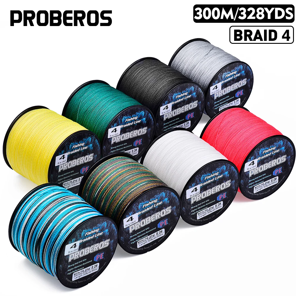 PROBEROS 300M Fishing Lines Multifilament PE Line Braided Fishing Line 4 stand 6-80LB Fishing Line Fishing Gear Wholesale