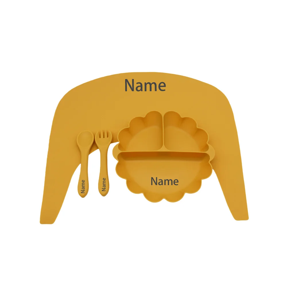 Free Name Printing Children's Tableware 4PCS Silicone Material More Thoughtful and Unique Personalized Gifts for Boys and Girls